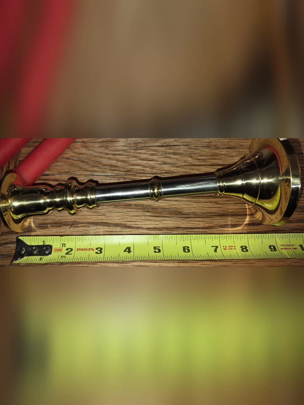 2 Brass & Brushed Steel Candlesticks Holders 9.5